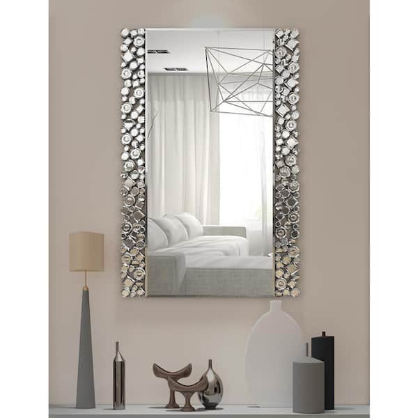 Rectangle Modern Decoration Wall Mirror, Silver Mirror Vertical Blinds