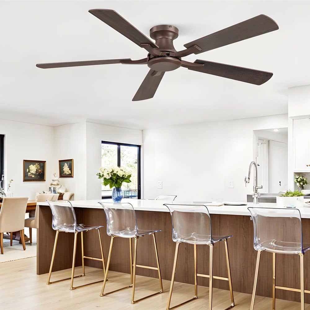 52 in. Brown Indoor Standard Flush Mount 6-Speed Standard Ceiling Fan without Lights for Bedroom,DC Motor,Remote Control price history on PriceWatchPro