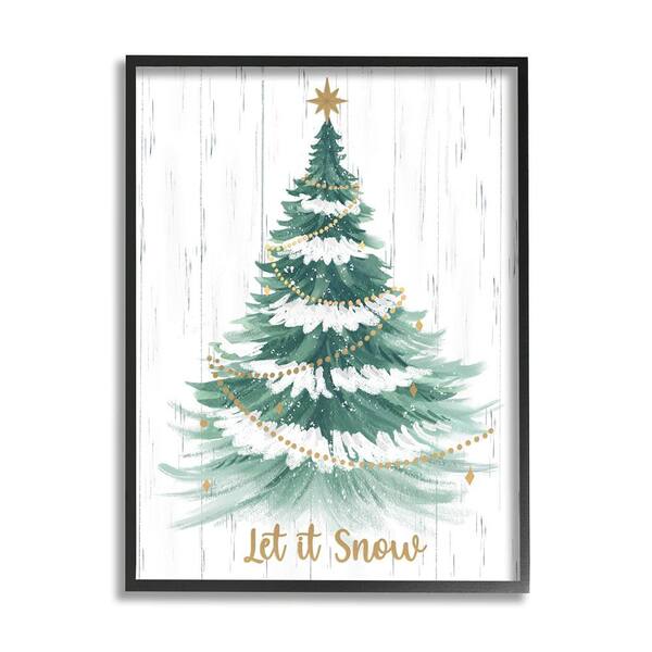 Stupell Industries Let it Snow Rustic Tree by Sharon Lee 1-Piece Framed Graphic Print Typography Poster Art Print 20 in. x 16 in.