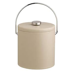 Contempo 3 Qt. Beige Ice Bucket with Bale Handle and Domed Leatherette Lid