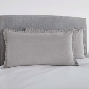 Burlap Dove Grey Fringed Ruffle Cotton King Sham