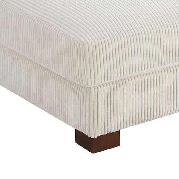 Uixe 42 in. Beige Corduroy Fabric Rectangle Ottoman with Uixe 42 in. Beige Corduroy Fabric Rectangle Ottoman with