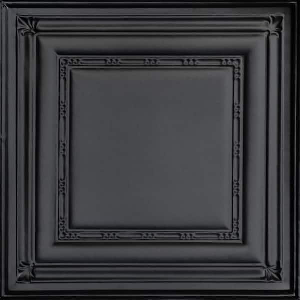 Eyelet Satin Black 2 ft. x 2 ft. Decorative Nail Up Tin Ceiling Tile (24 sq. ft./case)