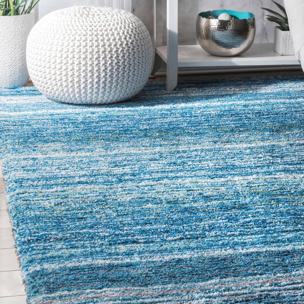 Sky Blue Handmade Tufted Shag Area Rug 4' x 6'