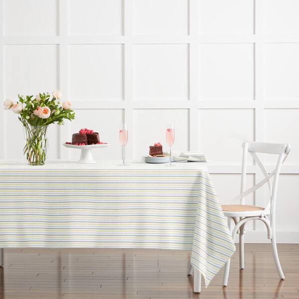 White Striped Cotton Blended Dinner Table Cloth Napkins Placemats