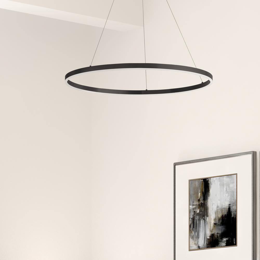 Matte Black Modern LED Ring Pendant Light