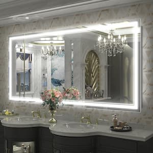 60 in. W x 30 in. H Rectangular Frameless 192 LEDs/m Front Lighted Anti-Fog Tempered Glass Wall Bathroom Vanity Mirror