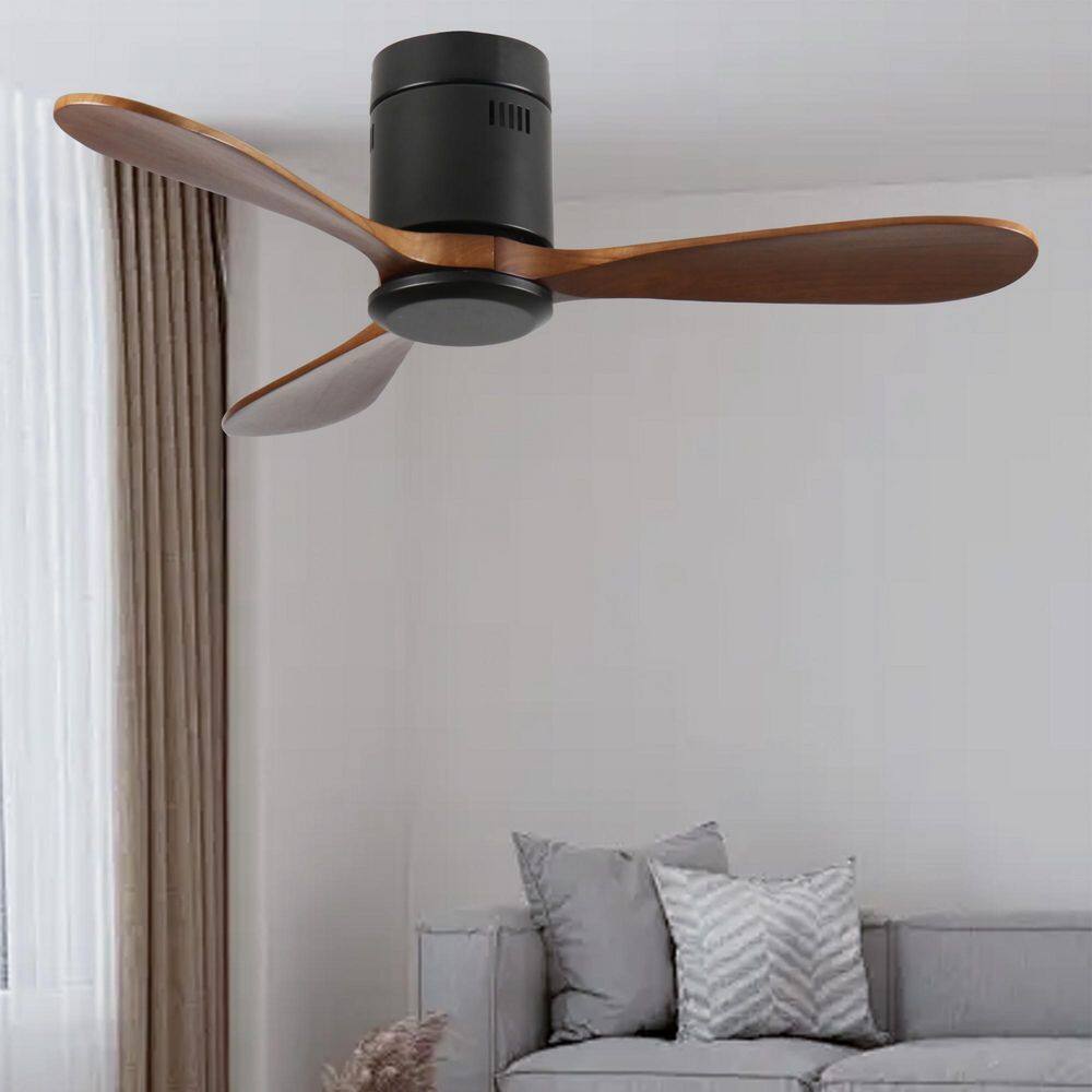 42 in. Flush Mount Ceiling Fan without Light, Brown Wood Blades, Reversible DC Motor, 6-Speed Timer,Remote,Energy Saving price history on PriceWatchPro