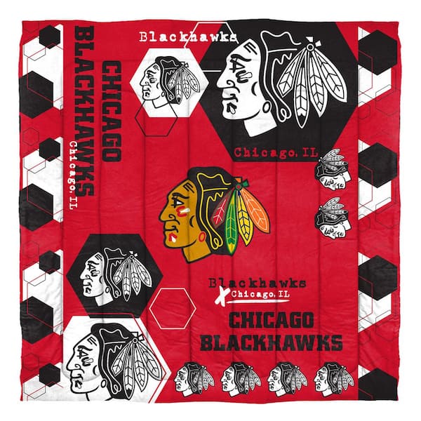 Unbranded Blackhawks Hexagon 3- Piece Full/Queen Size Multi Colored Polyester Comforter Set