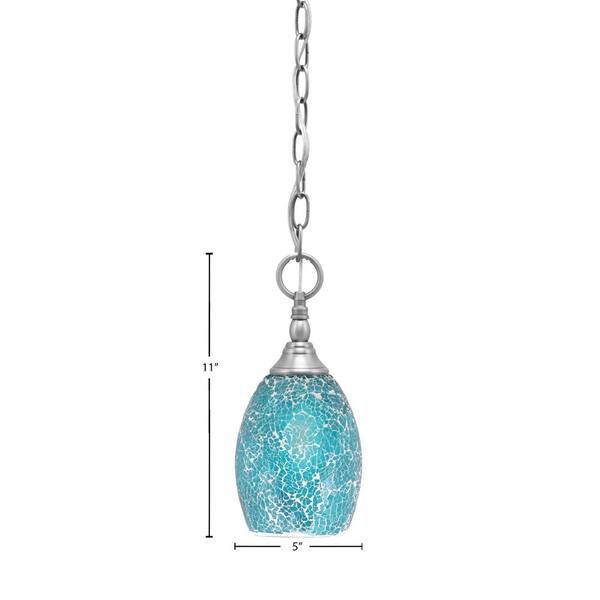 Elva 100-Watt 1-Light Nickel Shaded Pendant Light with 5 in. Turquoise  Fusion Glass Shades, No Bulbs Included 1R1BN5055 - The Home Depot