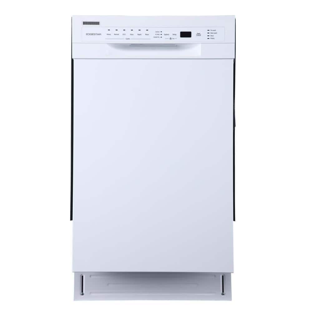 18 in. Front Control Dishwasher in White with Stainless Steel Tub