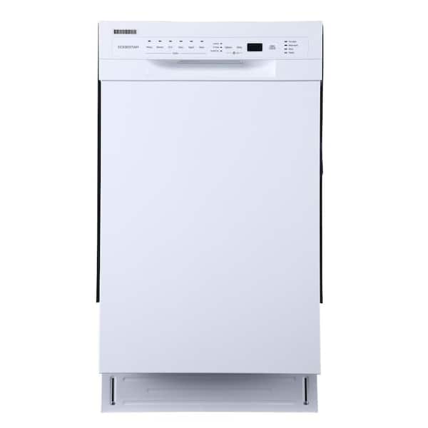 EdgeStar 18 in. Front Control Dishwasher in White with Stainless Steel Tub
