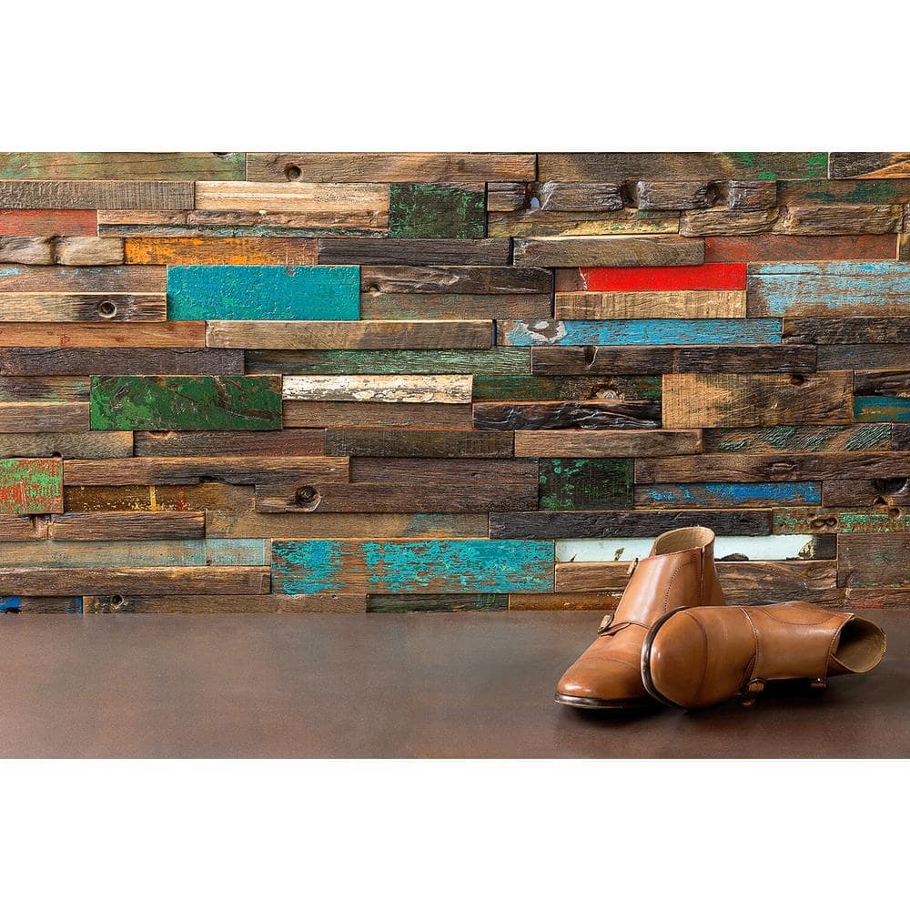Castaway Multicolor Reclaimed Wood Mosaic Wall Tile