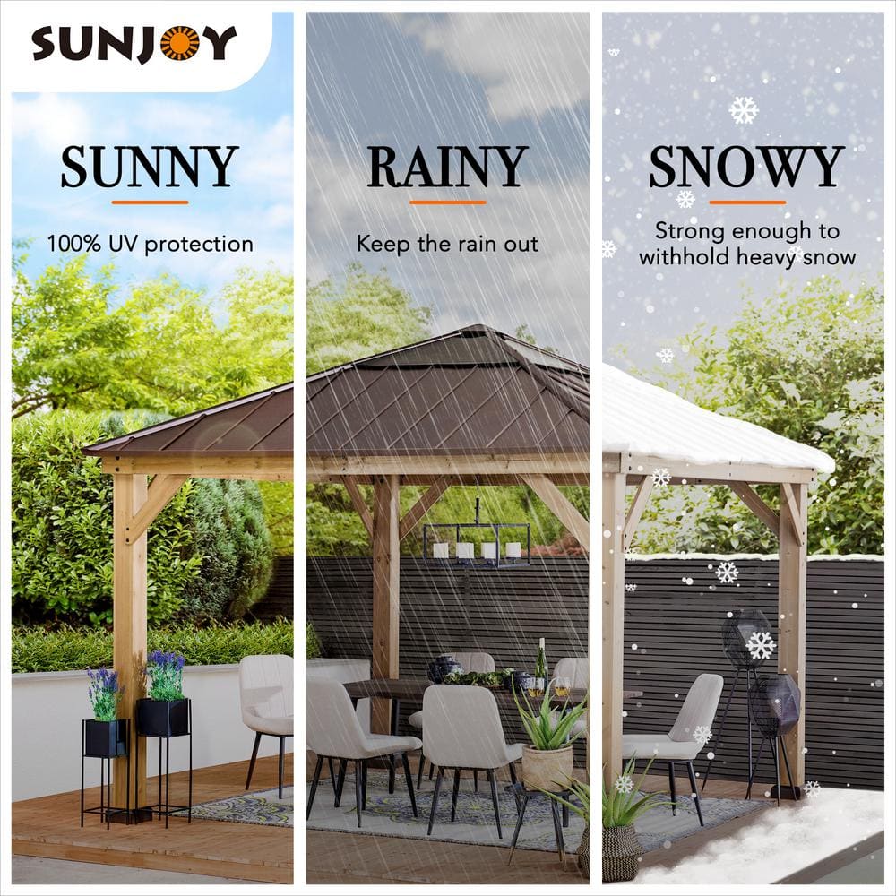 Cedar Framed Brown Steel 11' x 11' Outdoor Gazebo