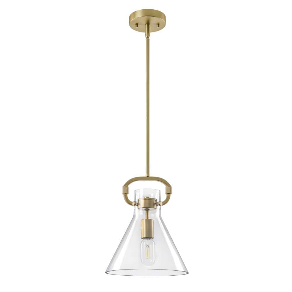1-Light 9.8-inch Matte Gold Modern Pendant Light with Clear Cone Glass Shade price history on PriceWatchPro