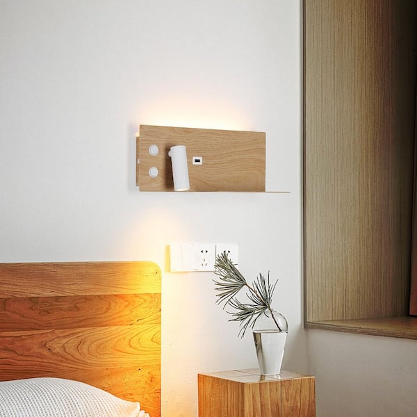 Zompoo Modern 11.8 in. 1 Light White LED Plug in Wall Sconces with