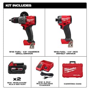 M18 FUEL 18-Volt Lithium-Ion Brushless Cordless Hammer Drill and Impact Driver Combo Kit with Wireless Jobsite Speaker
