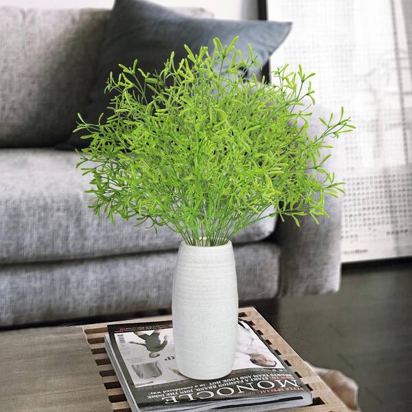 LIVING LUXURY 18 in. Artificial Asparagus Leaf Stem Plant Greenery Foliage Bush (Set of 4)
