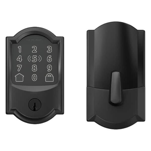 Schlage Camelot Matte Black Encode Plus Smart WiFi Deadbolt Door