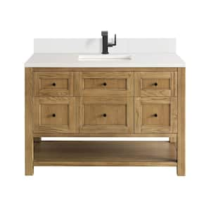 Breckenridge 48.0 in. W x 23.5 in. D x 34.2 in. H Single Bathroom Vanity in Light Natural Oak with Quartz White Zeus Top