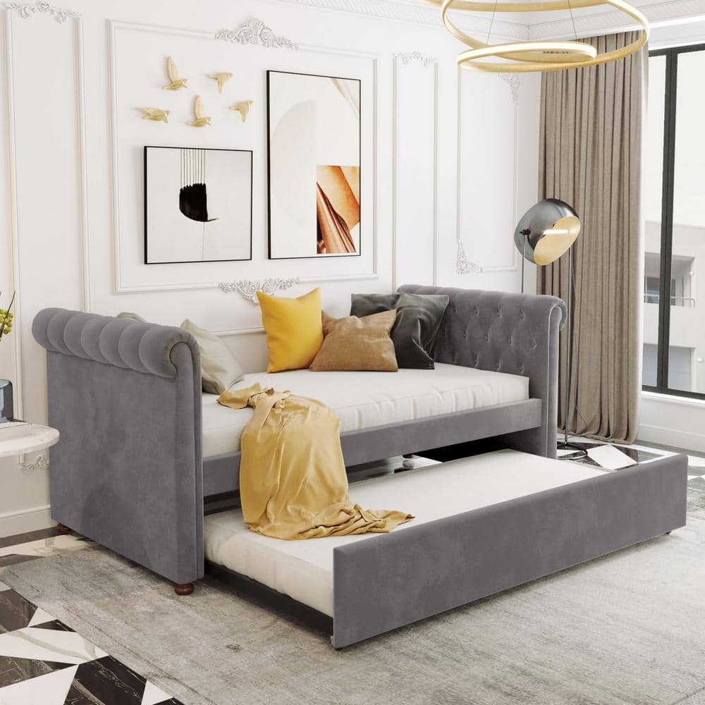 Harper & Bright Designs Elegant Gray Twin Size Daybed with Trundle ...