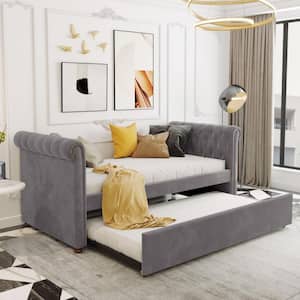 Elegant Gray Twin Size Daybed with Trundle