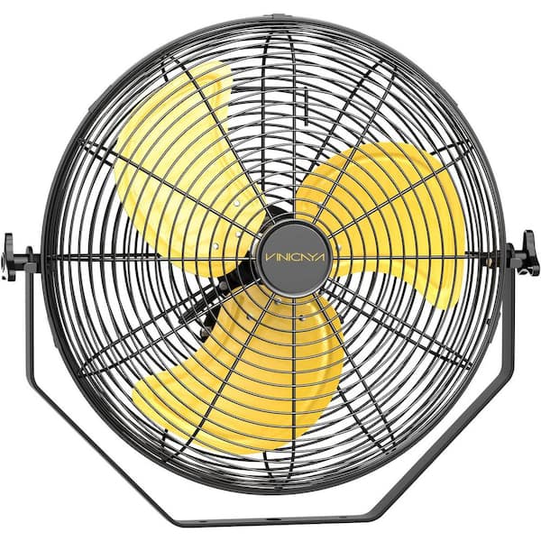 4600 CFM 18 in. High Velocity Mounted Wall Fan with 180-Degree Tilting, 3 Speed Industrial Shop Fan in Yellow