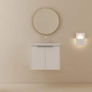 24 in. W Modern Elegant Floating Wall Mounted Bathroom Vanity with 1-White Ceramic Sink, Soft Close Doors, in White