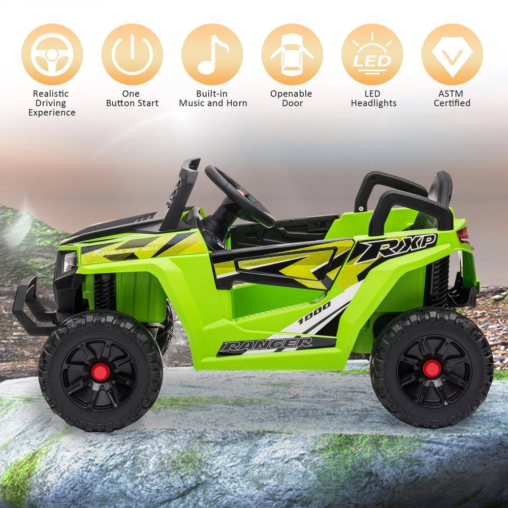 Green 12V Kids Electric Dune Buggy with LED Lights