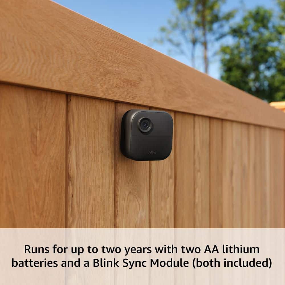 Outdoor 4 - Wireless Battery Operated Smart Security Camera System with 3 - Cameras and Included Sync Module Core, Black