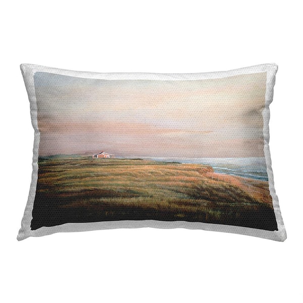 Stupell Industries Coastal Cottage Landscape Brown Rectangular Outdoor Throw Pillow