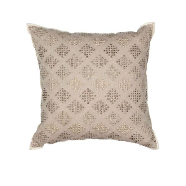 Kas Rugs Metallics Dots Taupe Geometric Hypoallergenic Polyester 18 in. x 18 in. Throw Pillow