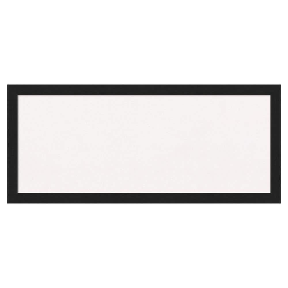 Amanti Art Grace Brushed Metallic Black Narrow White Corkboard 32 in. x 14 in. Bulletin Board