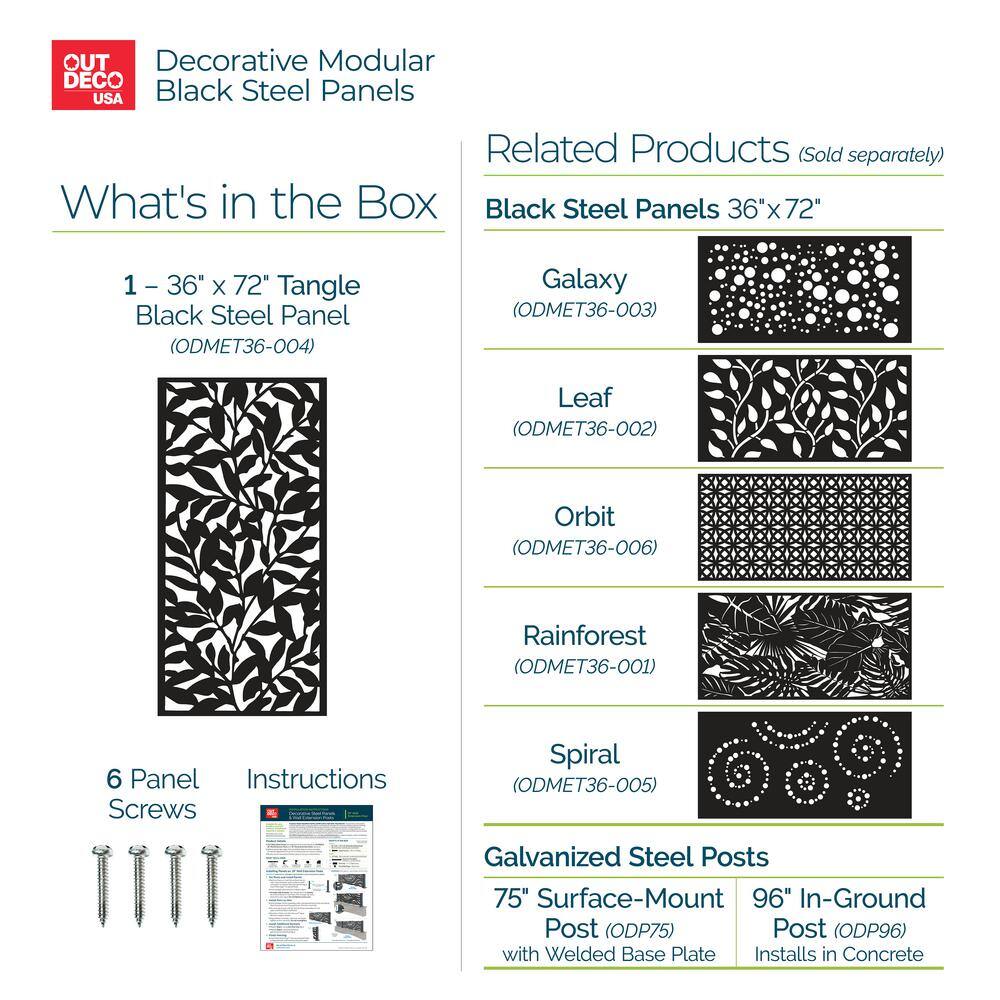 Black Powder Coated Steel 3'x6' Decorative Panel
