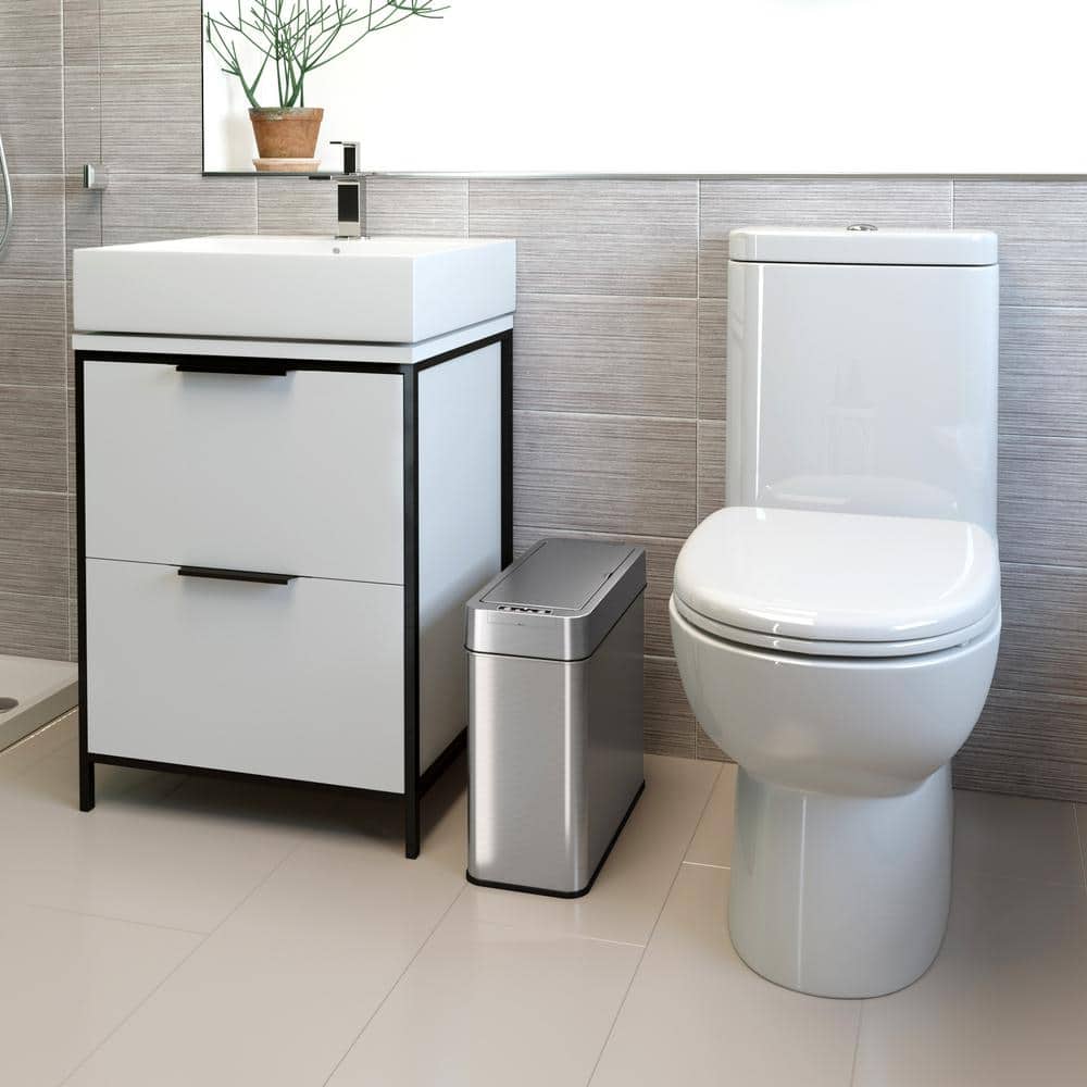 Slim Silver Stainless Steel Touchless Motion Sensor Trash Can 4 Gallon