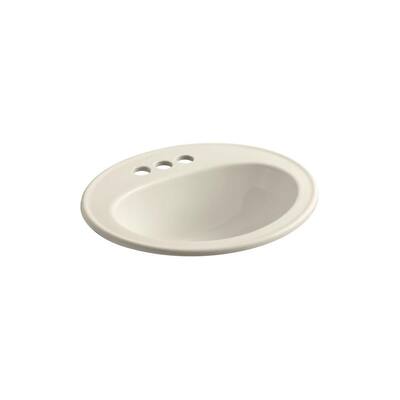 Pennington Drop-In Vitreous China Bathroom Sink in Almond with Overflow Drain