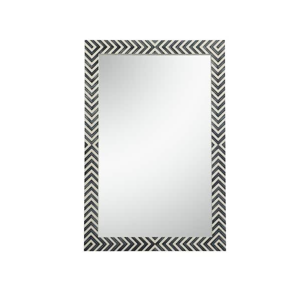 Unbranded Timeless Home 28 in. W x 42 in. H x Modern Wood Framed Rectangle Chevron Mirror