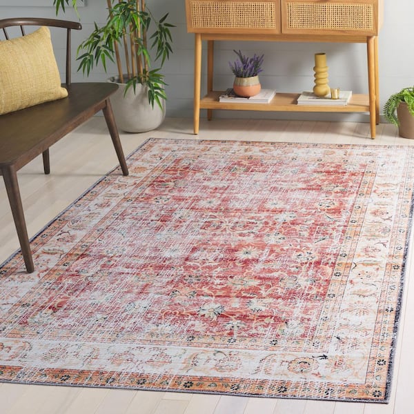 Arizona Rust/Beige 3 ft. x 5 ft. Machine Washable Distressed Traditional Ornate Area Rug