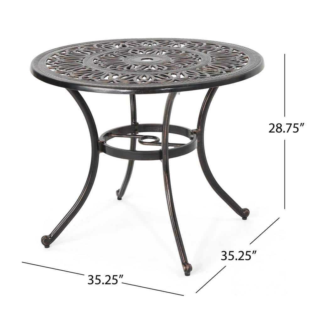 Elegant Shiny Copper Cast Aluminum Round Dining Table for 2