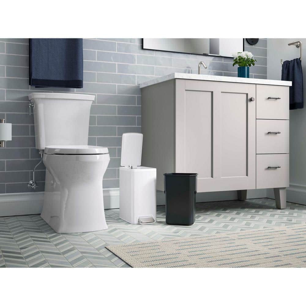 6-Liter Stainless Steel and White Step Trash Can