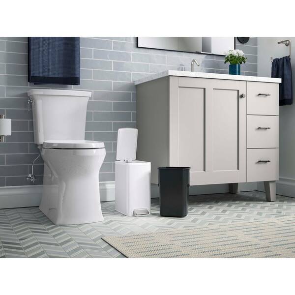 6 l Metal Household Trash Can in Stainless and White