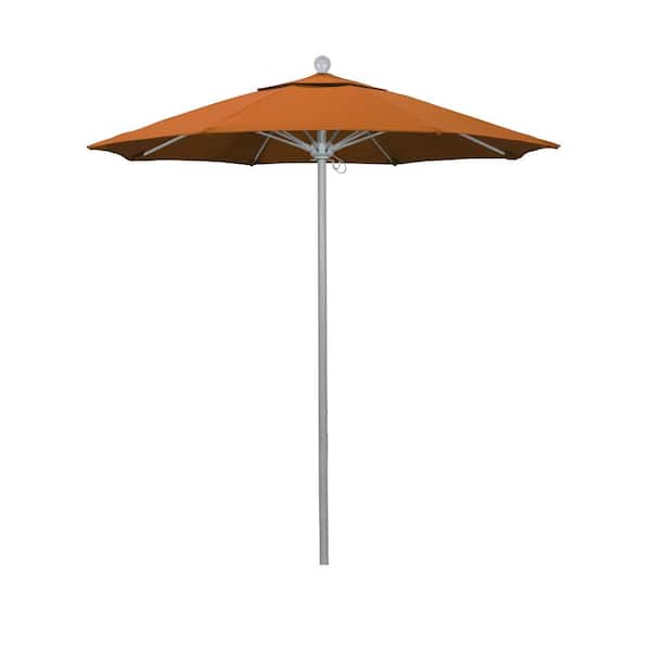 California Umbrella 7.5 ft. Gray Woodgrain Aluminum Commercial Market Patio Umbrella Fiberglass Ribs and Push Lift in Tuscan Pacifica