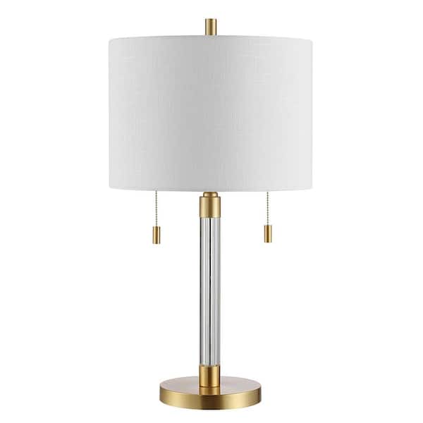 SAFAVIEH Bixby 26. 5 in. Brass Table Lamp with White Shade