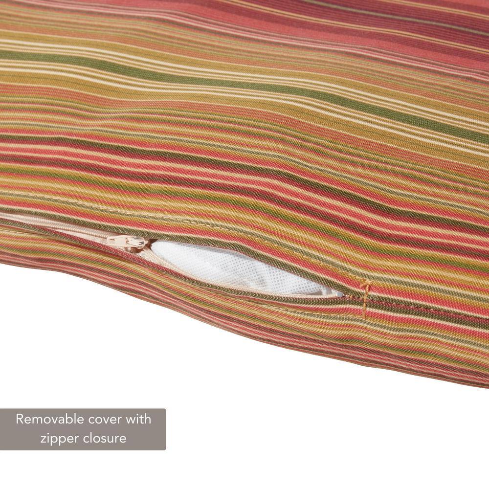 Kinnabari Stripe Red and Green Outdoor Chaise Lounge Cushion