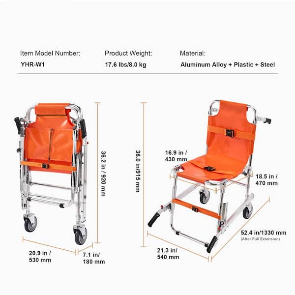 SVOPES EMS Stair Chair, 350 Load Foldable Aluminum
