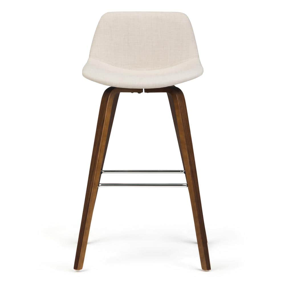 Mid-Century Modern Bentwood Counter Stool in Natural Linen Look