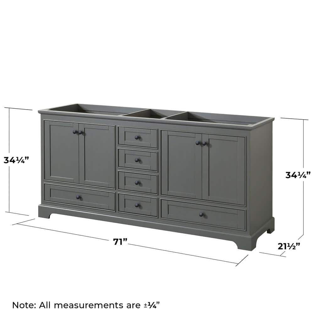 Deborah 71" Dark Gray Double Freestanding Wood Vanity Cabinet
