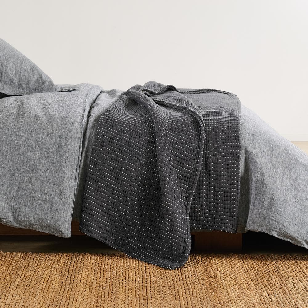 Caden Grey Magnet Cotton Gauze Reversible King Coverlet Set