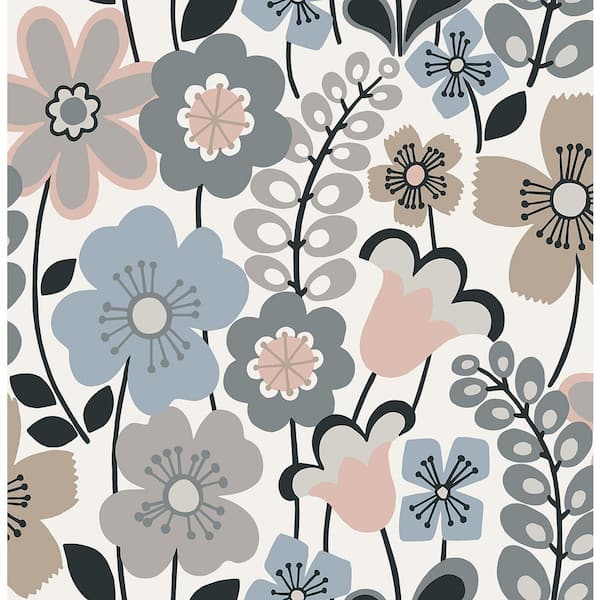 A-Street Prints Piper Light Blue Floral Light Blue Paper Strippable Roll (Covers 56.4 sq. ft.)