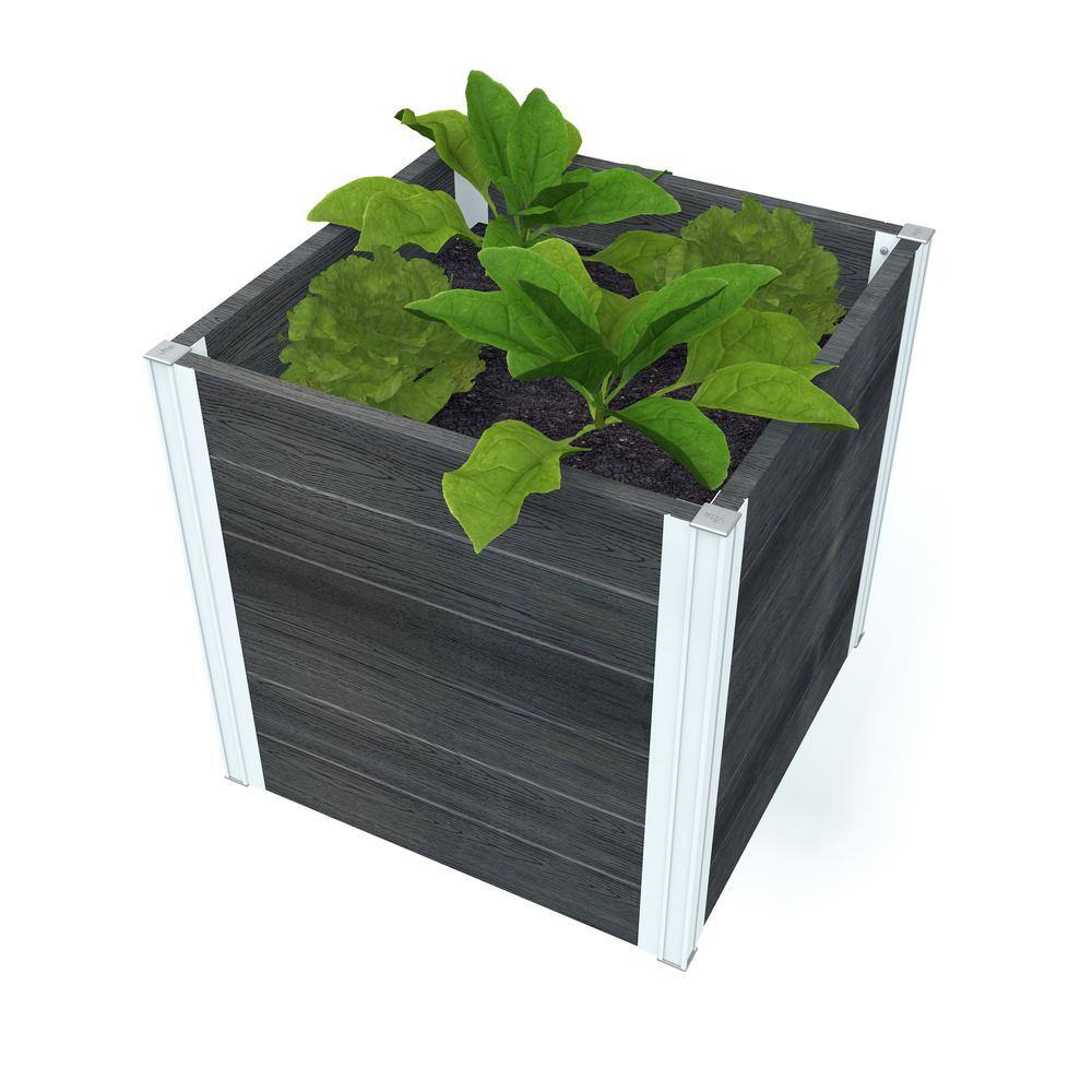 Urbana 22" Slate Gray Vinyl Cube Planter